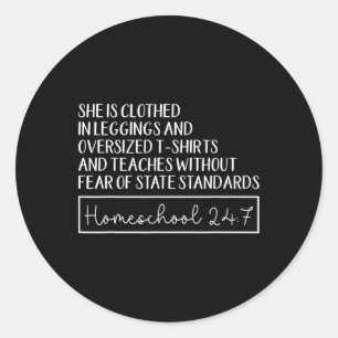 She Is Clothed In Leggings And Oversized S And Tea Classic Round Sticker