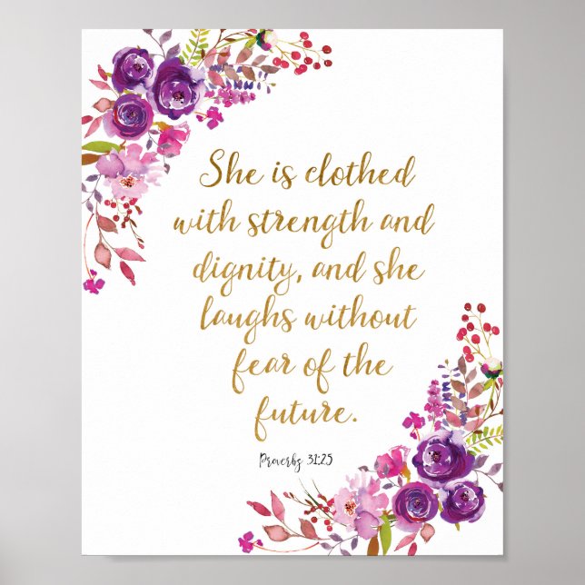 She is Clothed in Strength and Dignity Proverbs Poster (Front)