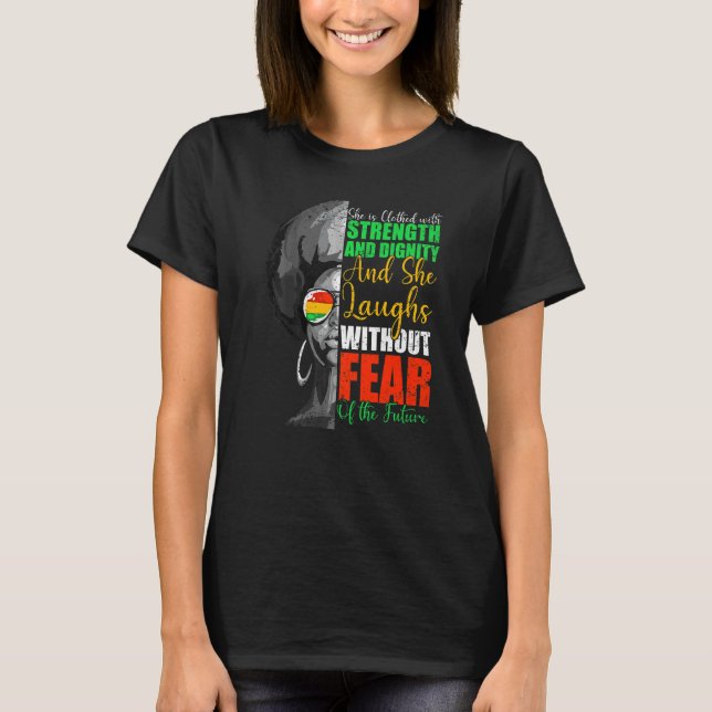 She Is Clothed Strength Dignity Laughs Without Fea T-Shirt (Front)