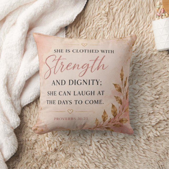 She Is Clothed With Strength & Dignity  Cushion (Blanket)