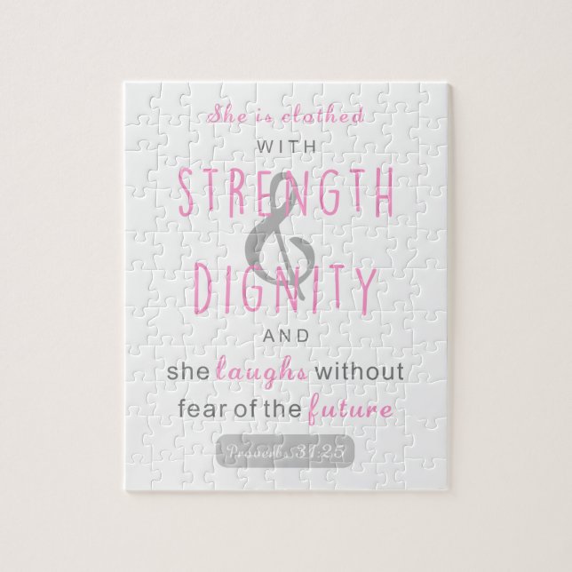 she is clothed with strength & dignity proverbs 31 jigsaw puzzle (Vertical)