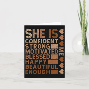 She Is Confident Strong Motivated Happy Beautiful  Card