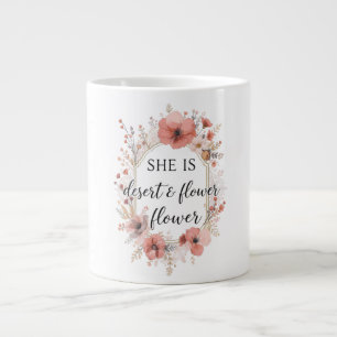 She Is Desert & Flower – Boho Feminine Desert T-Sh Large Coffee Mug