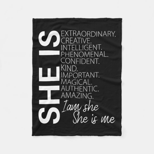 She Is Extraordinary Creative Confident Black Hist Fleece Blanket (Front)