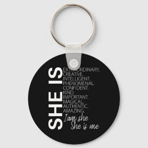 She Is Extraordinary Creative Confident Black Hist Key Ring