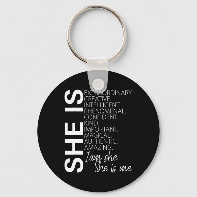 She Is Extraordinary Creative Confident Black Hist Key Ring (Front)