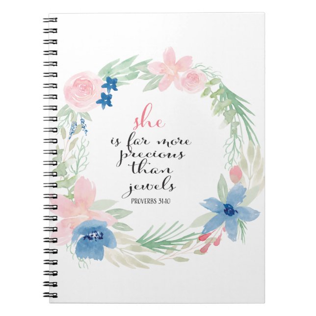 She is far more precious than Jewels - Proverbs 31 Notebook (Front)