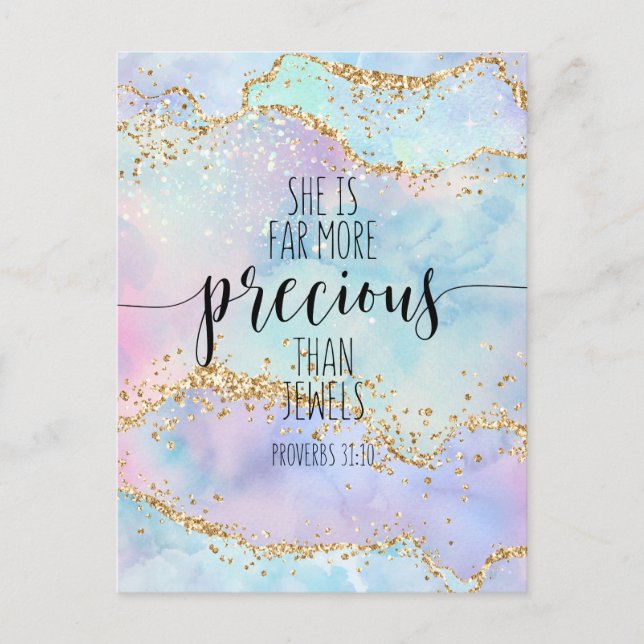 She Is Far More Precious Than, Proverbs 31:10 Postcard (Front)