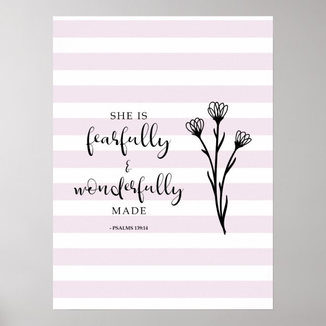 She is fearfully and wonderfully made Psalms Bible Poster (Front)