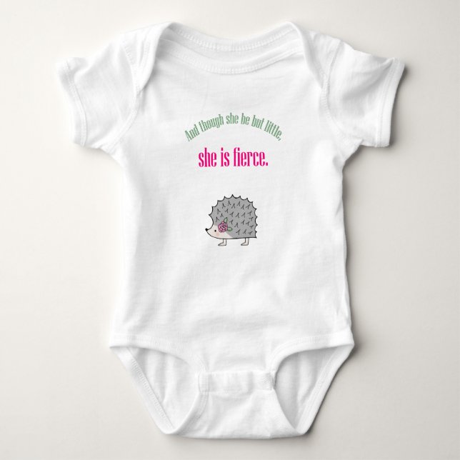 She is Fierce Cute Hedgehog Baby Girl Baby Cloth Baby Bodysuit (Front)