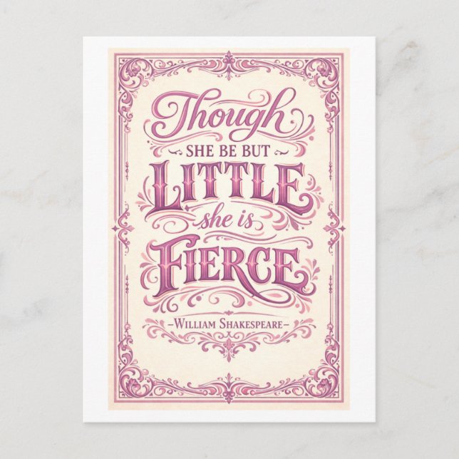 "She Is Fierce" Shakespeare Postcard (Front)