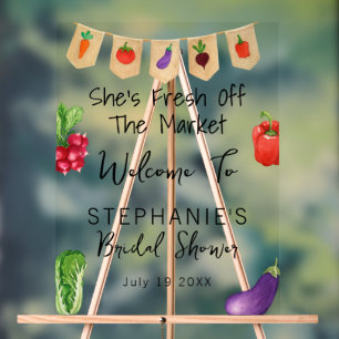 She is Fresh Off The Market Bridal Shower Welcome Acrylic Sign