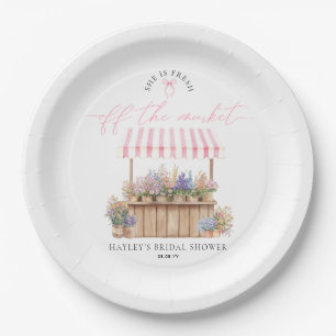 She Is Fresh Off The Market Pink Bridal Shower Paper Plate