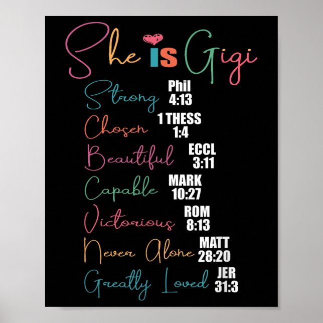 She Is Gigi Christian Mothers Day Present Grandma  Poster (Front)