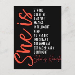 She is Kamala, strong creative amazing magical int Holiday Postcard