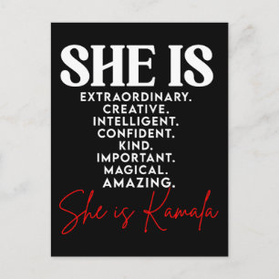 She is Kamala, strong creative amazing magical int Holiday Postcard