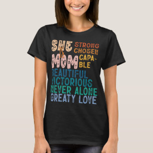 She Is Mom Inspirational Retro Typography Mother's T-Shirt