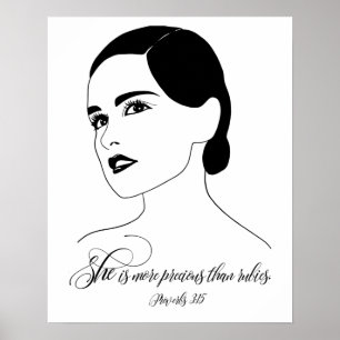 She Is More Precious, Proverbs 3:15, Bible Quote Poster