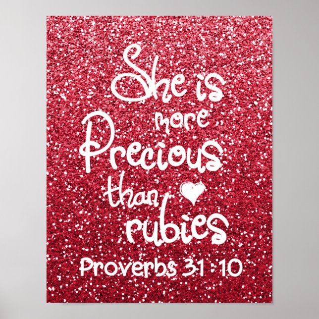 She Is More Precious Than Rubies Proverbs Glitter Poster (Front)