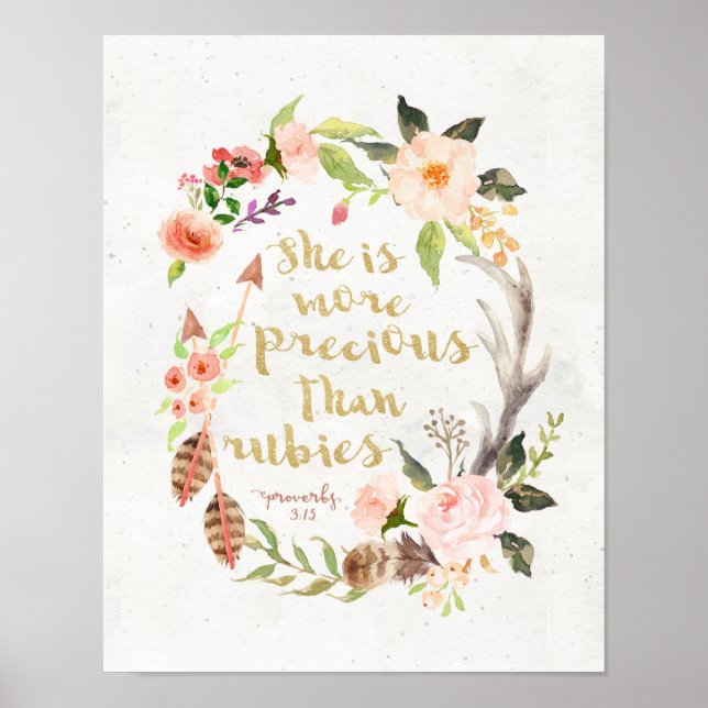 She is More Precious Than Rubies Proverbs Wall Art (Front)