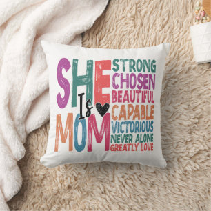 She Is Mum Blessed Mum Retro Quote Mother's Day Cushion