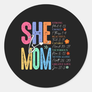 She Is Mum Christian Mother's Day Jesus Mama Relig Classic Round Sticker