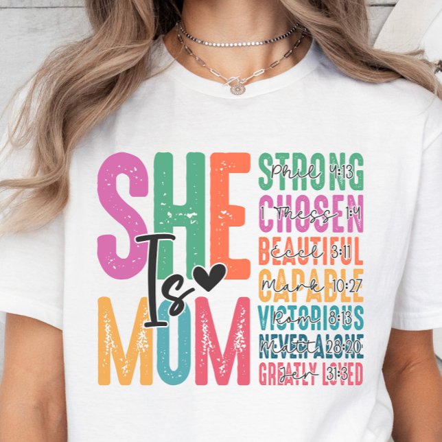 She Is Mum, Christian Verses Mother's Day T-shirt (Creator Uploaded)