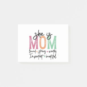 She is Mum: Loved, Strong, Worthy, Important, Beau Post-it Notes