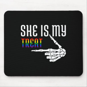 She Is My Treat Skeleton Matching Couple Halloween Mouse Pad