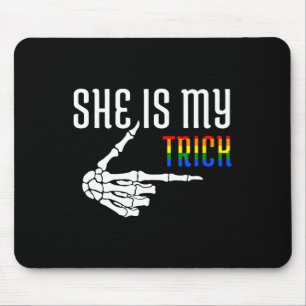 She Is My Trick Skeleton Matching Couple Halloween Mouse Pad