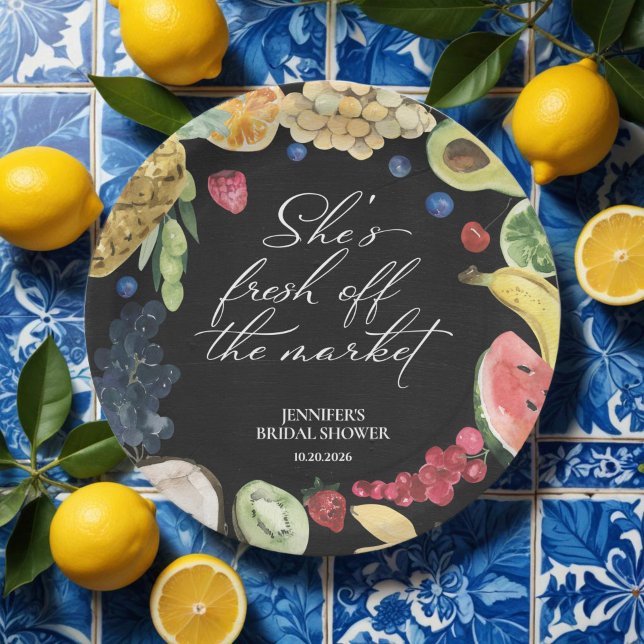 She is off the Market | Chalkboard Bridal Shower Paper Plate (Creator Uploaded)