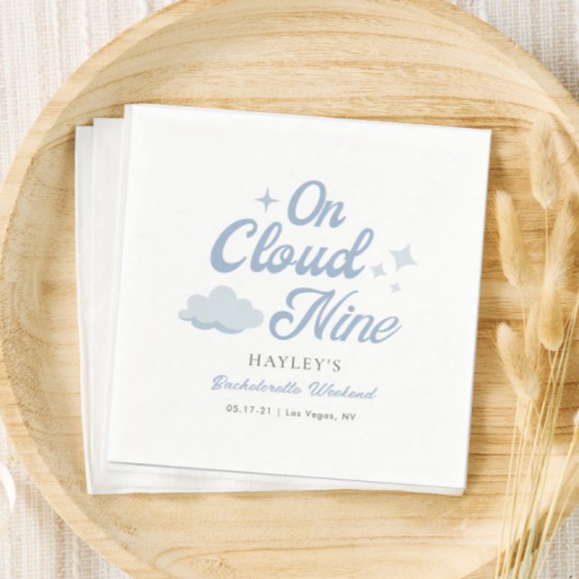 She Is On Cloud 9 Bachelorette Weekend Napkin (Creator Uploaded)
