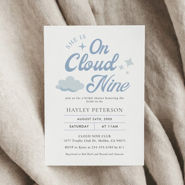She Is On Cloud 9 Bridal Shower  Invitation (Creator Uploaded)