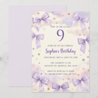 She Is On Cloud 9 Purple Bows 9th Birthday