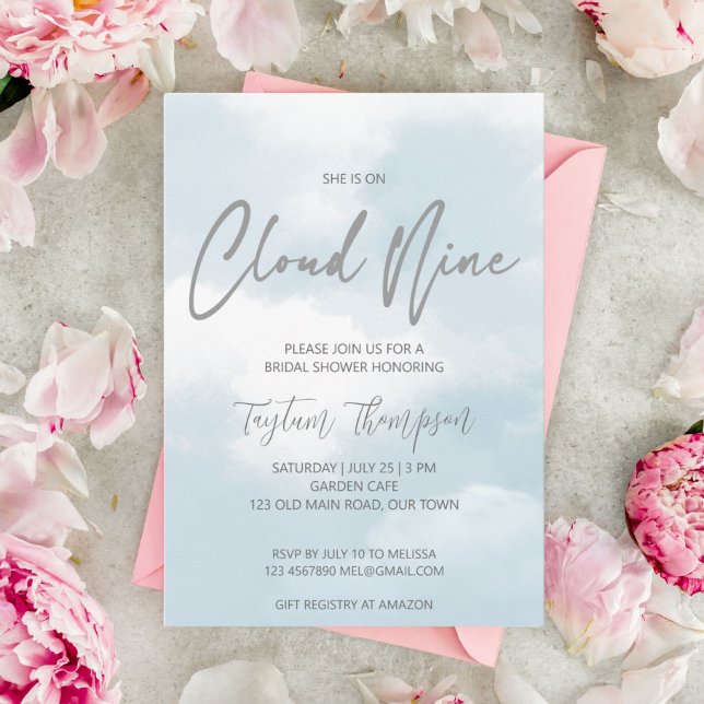 She is on cloud nine bridal shower invitation (Creator Uploaded)