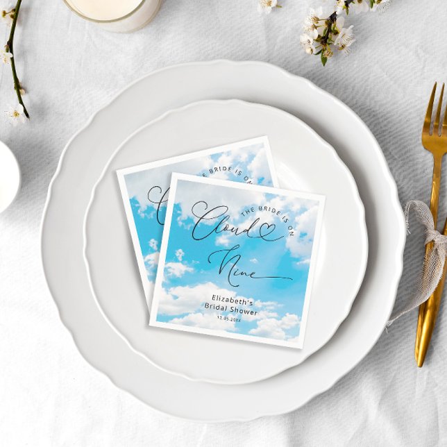 She is on Cloud Nine Bridal Shower Napkins (Creator Uploaded)