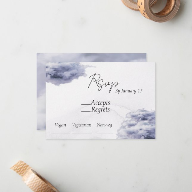 She is on cloud nine bridal shower rsvp card (Front/Back In Situ)