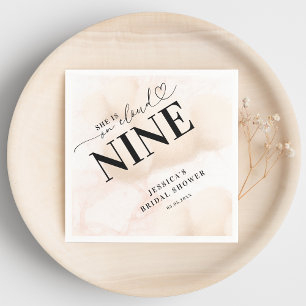 She is on Cloud Nine Heart Script Bridal Shower Napkin