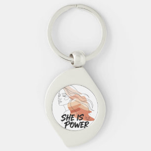 She Is Power – Desert Tones Feminine Line Art Key Ring