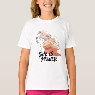She Is Power – Desert Tones Feminine Line Art T-Shirt