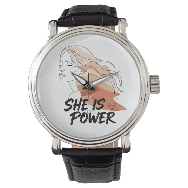 She Is Power – Desert Tones Feminine Line Art Watch (Front)