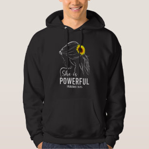 She Is Powerful Bible Verse Religious  for Women Hoodie