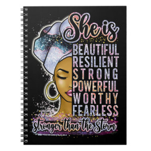 She Is Queen Black Melanin Woman Brown Skin Notebook