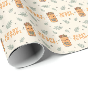 She Is Ready To Pop Gender Neutral Boho Kawaii  Wrapping Paper