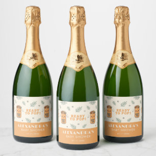 She Is Ready To Pop Orange Boho Kawaii Soda Sparkling Wine Label