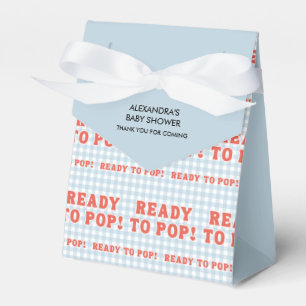 She Is Ready to Pop Retro Blue Gingham Thank you Favour Box