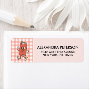 She Is Ready To Pop Retro Red Gingham Soda Return Address Label