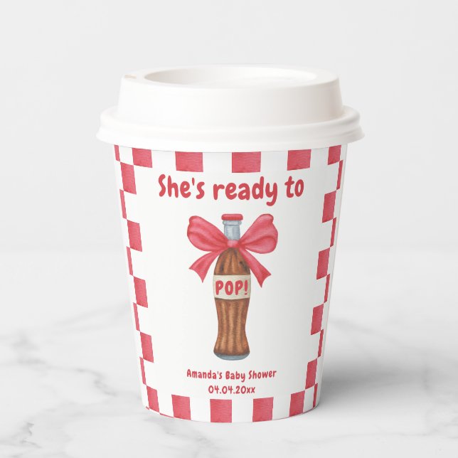 She is Ready to Pop Soda Bottle Baby Shower Paper Cups (Back)