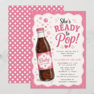 She is Ready To Pop Soda Bottle Girl Baby Shower Invitation