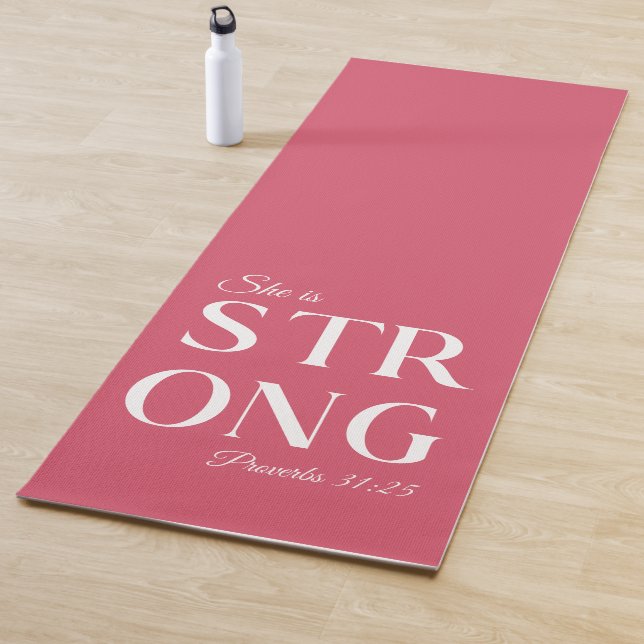 She is Strong Christian Quote  Yoga Mat (In Situ)